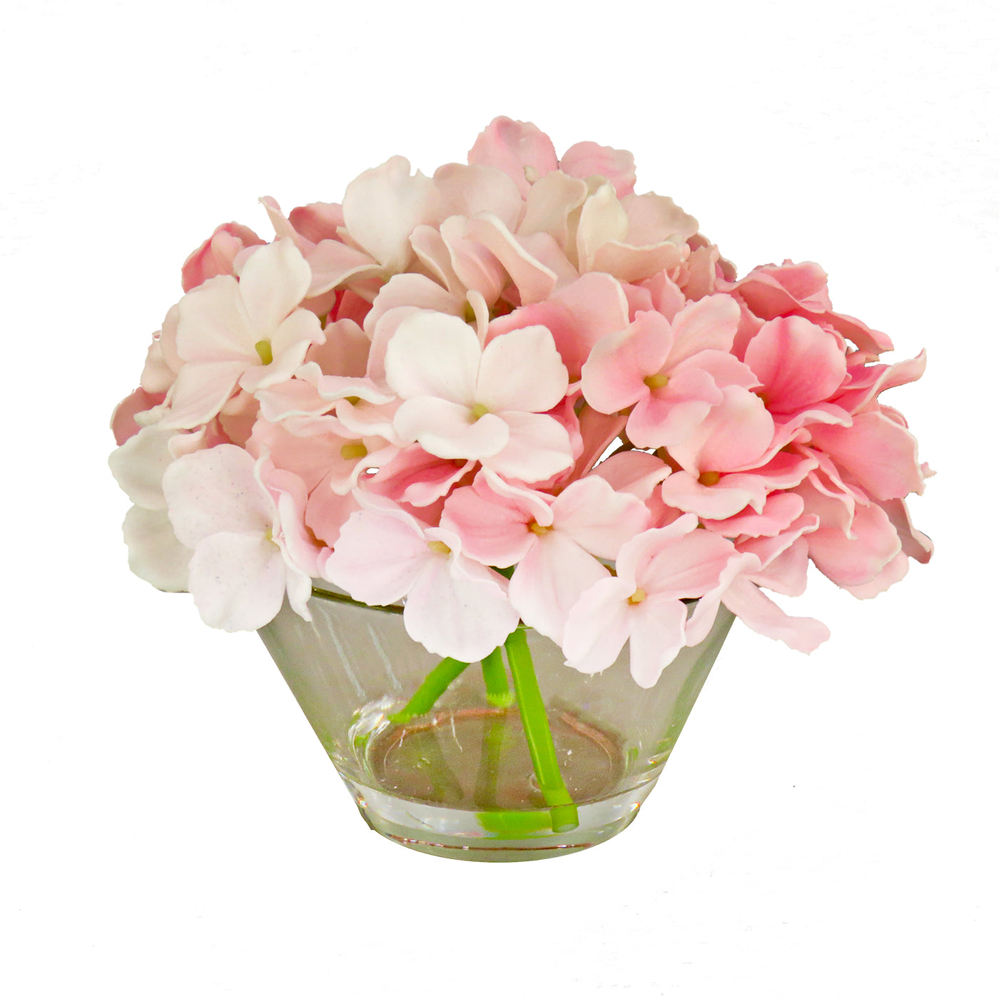 8" Pink Hydrangea Bouquet in Glass Vase - National Tree Company