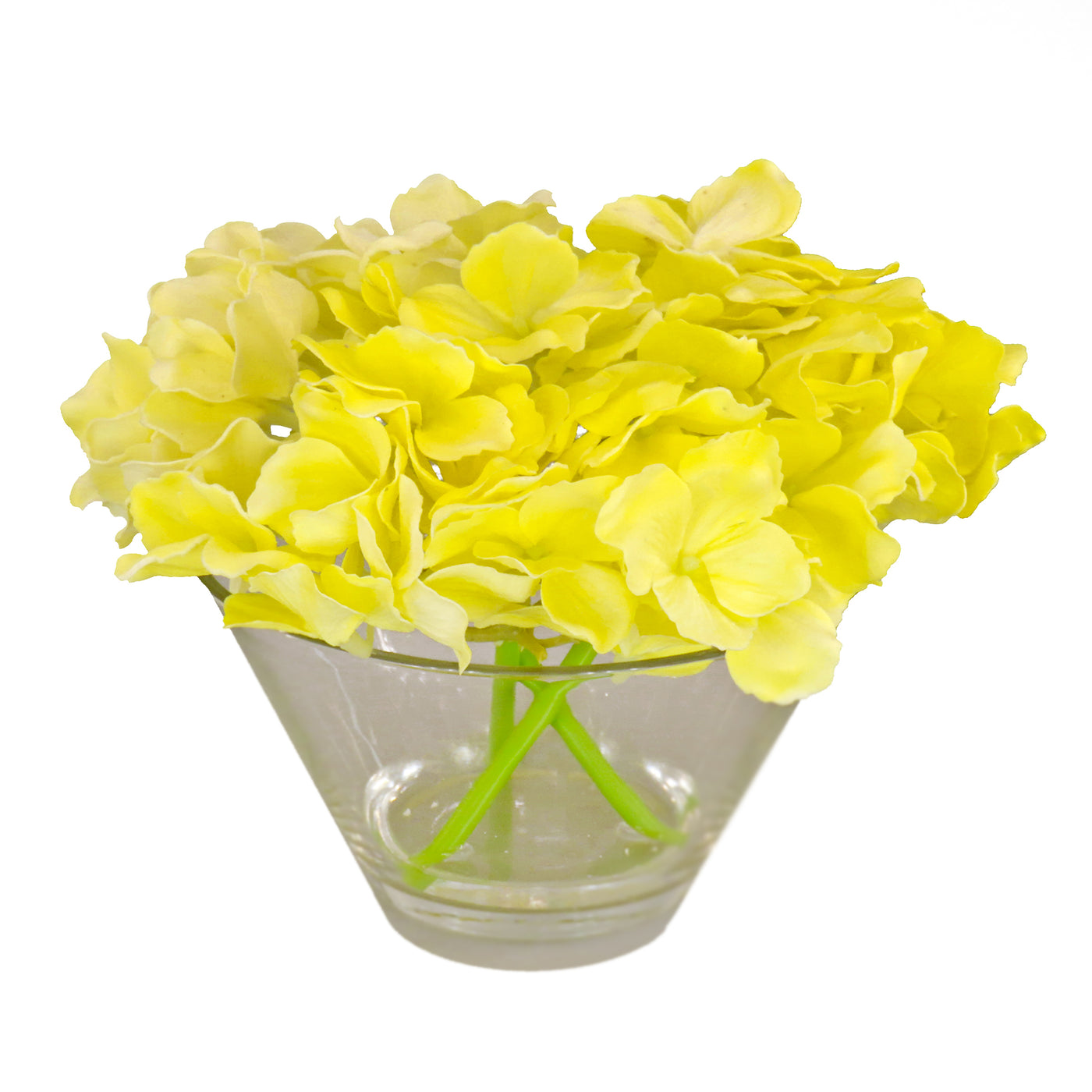 8 in. Spring Yellow Hydrangea Bouquet in Glass Vase - National Tree Company