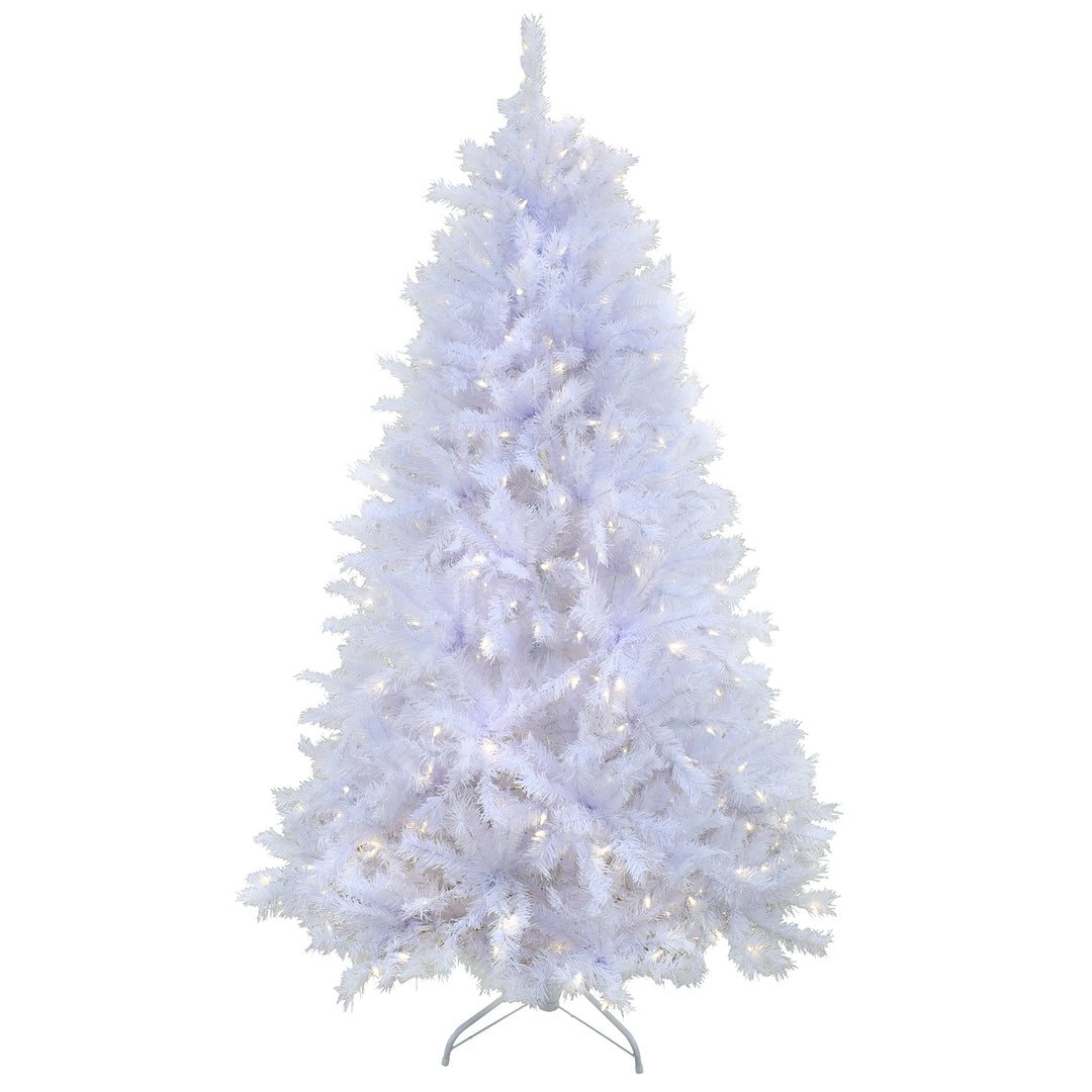 National Tree Company 6.5ft Pre-lit Artificial Millville White Hinged Tree with PowerConnect™, 400 Dual Color® LED Lights-UL