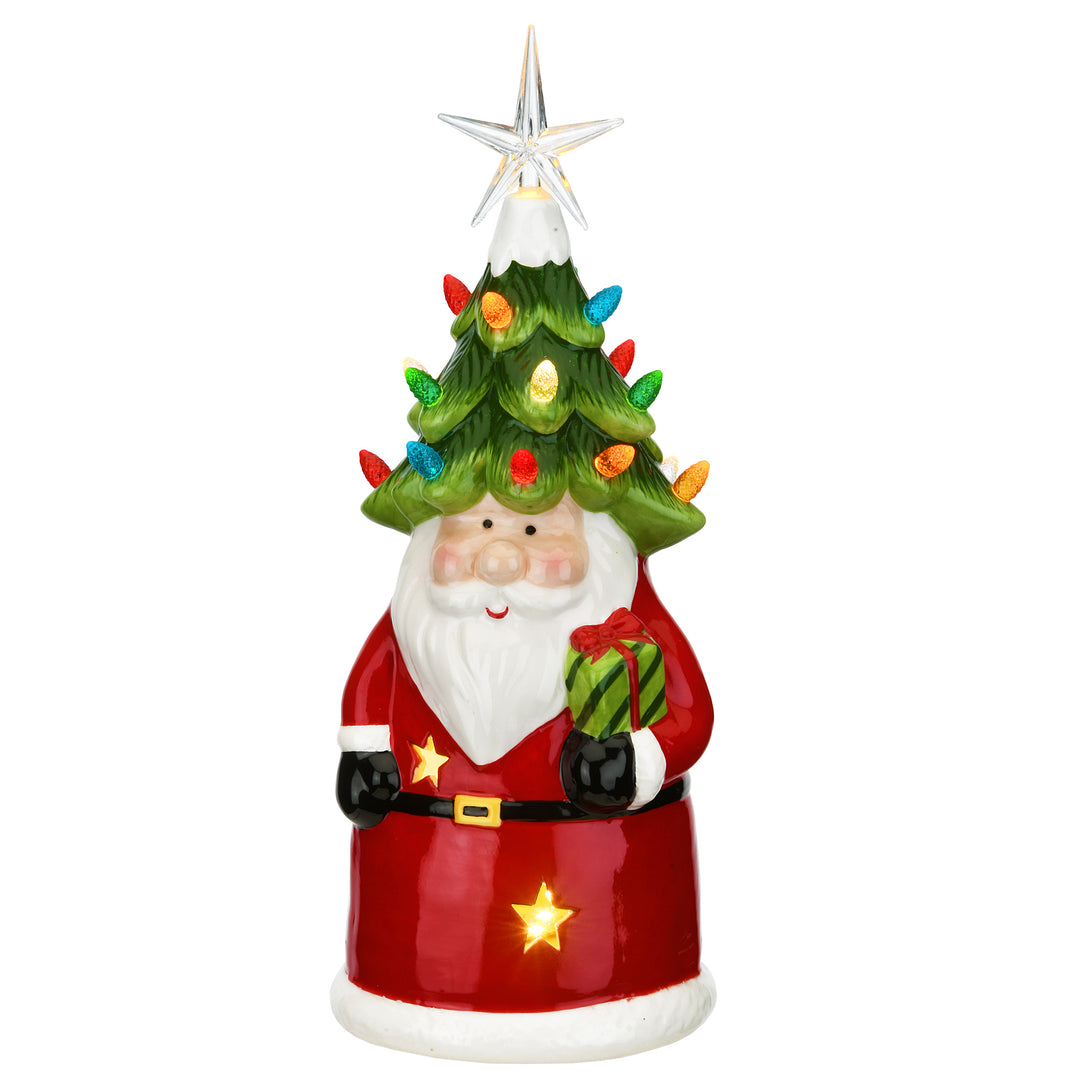 12" Pre-Lit Santa with Christmas Tree Hat