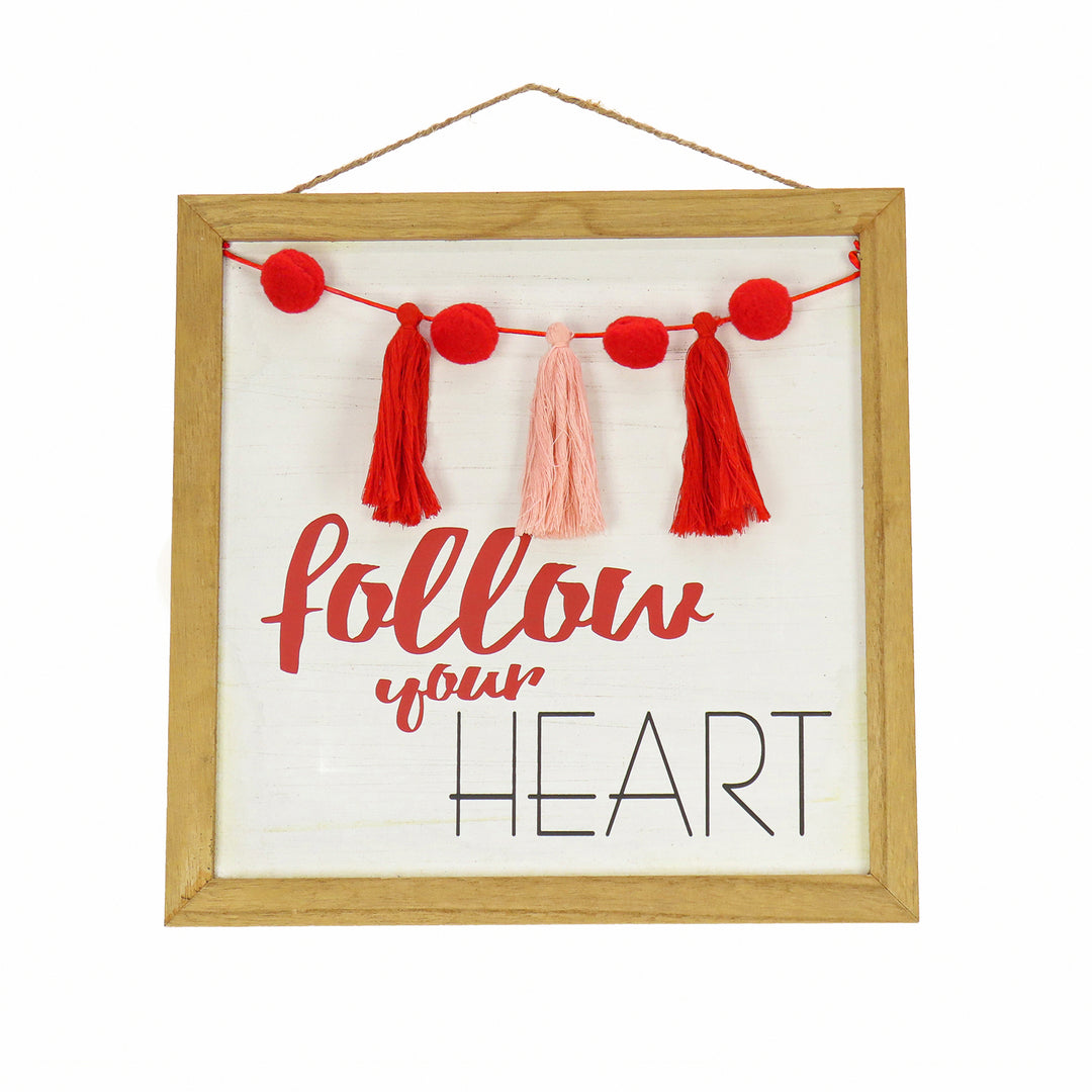 Valentine's 'Follow Your Heart' Hanging Wall Decoration, Red, Valentine's Day Collection, 13 Inches