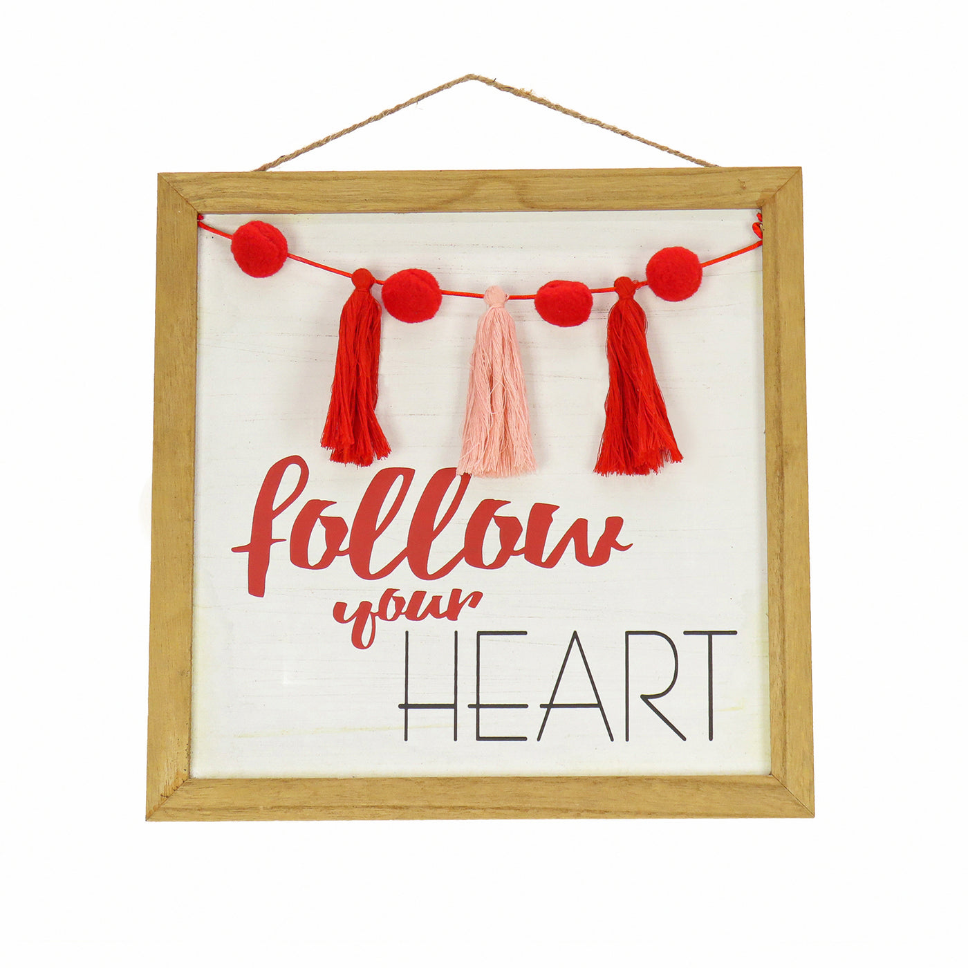 Valentine's 'Follow Your Heart' Hanging Wall Decoration, Red, Valentine's Day Collection, 13 Inches - National Tree Company