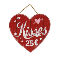 Valentine's 'Kisses' Wall Decor, Red, Valentine's Day Collection, 11 Inches - National Tree Company