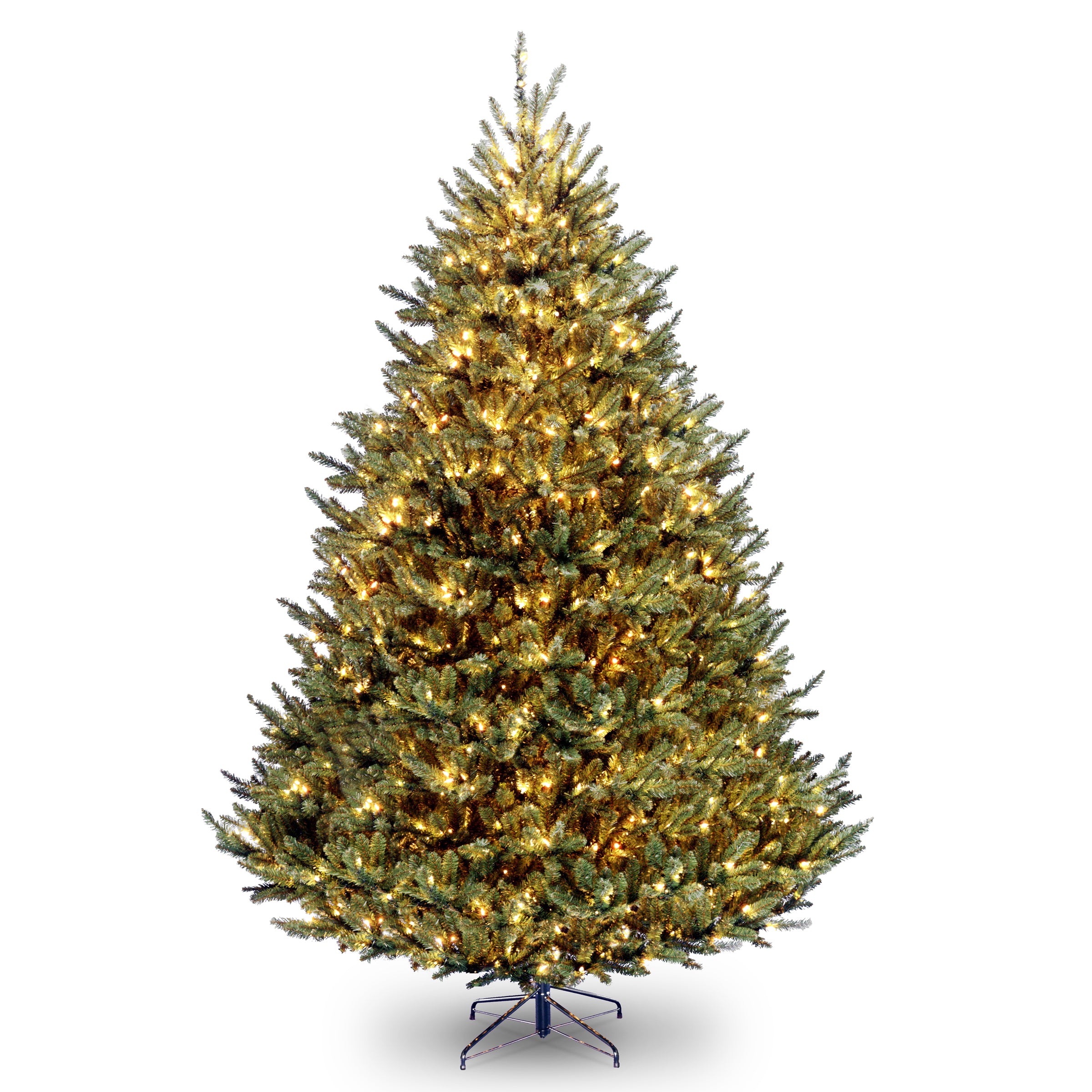 Pre-Lit Artificial Medium Christmas Tree, Green, Natural Fraser Fir, White Lights, Includes Stand, 9 Feet