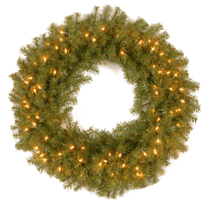National Tree Company Pre-Lit Artificial Christmas Wreath, Green, Norwood Fir, Dual Color LED Lights, Christmas Collection, 30 Inches