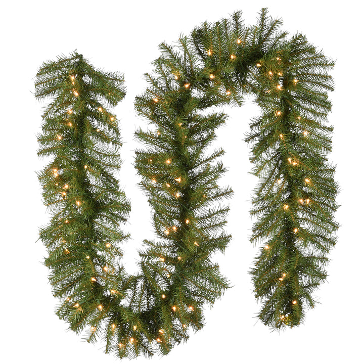 National Tree Company Pre-Lit Artificial Christmas Garland, Green, Norwood Fir, White Lights, Plug In, Christmas Collection, 9 Feet