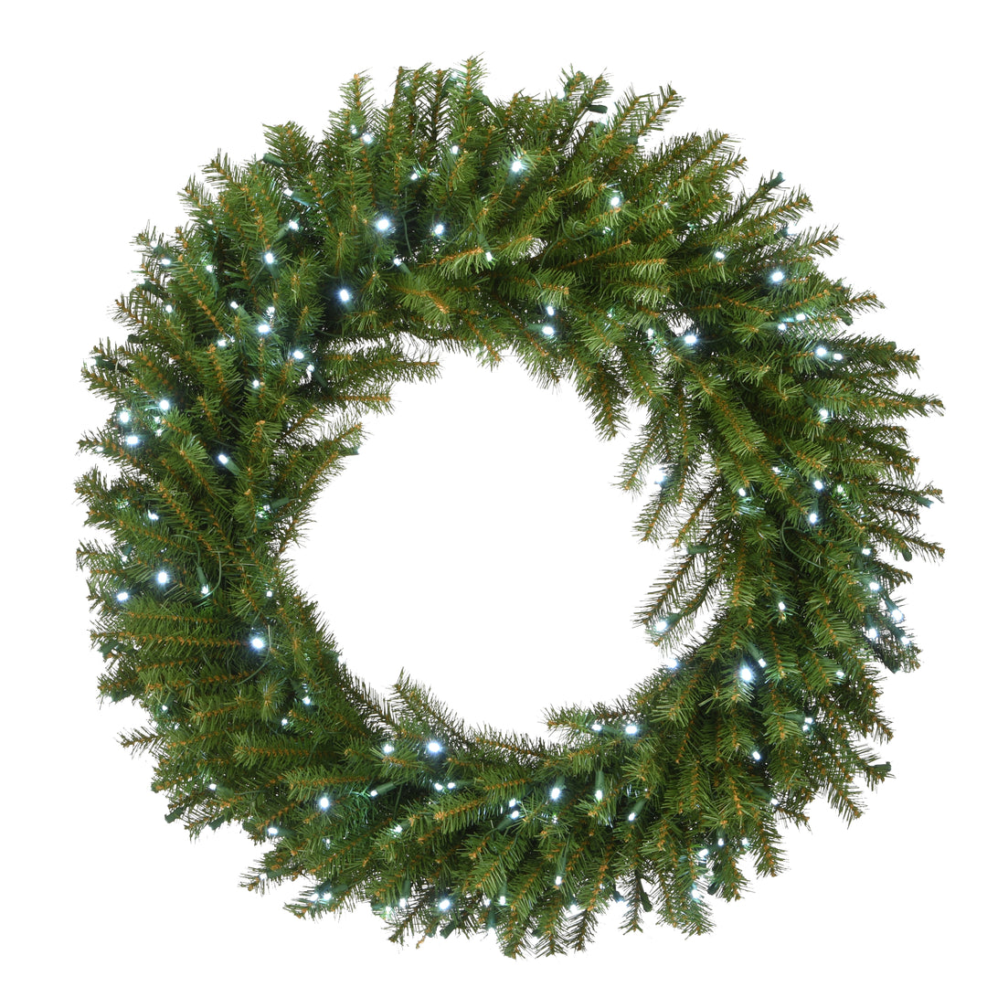 National Tree Company Pre-Lit Artificial Christmas Wreath, Green, Norwood Fir, White Lights, Christmas Collection, 36 Inches