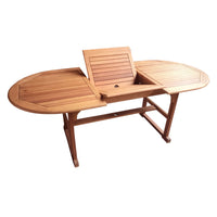 79x35x30 in. Eucalyptus Grandis Wood Oval Extention Table, Natural Color - National Tree Company