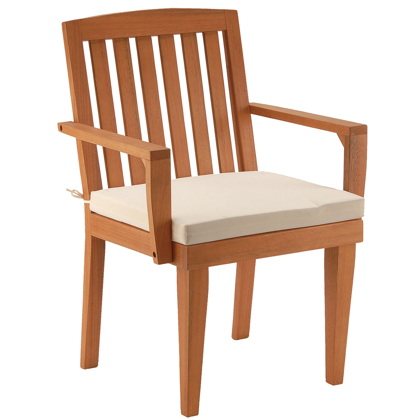 24x26x37 in. Eucalyptus Grandis Wood Dining Armchair, Natural Color with Beige Cushion & Polyester Pad - National Tree Company