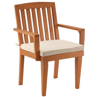 24x26x37 in. Eucalyptus Grandis Wood Dining Armchair, Natural Color with Beige Cushion & Polyester Pad - National Tree Company