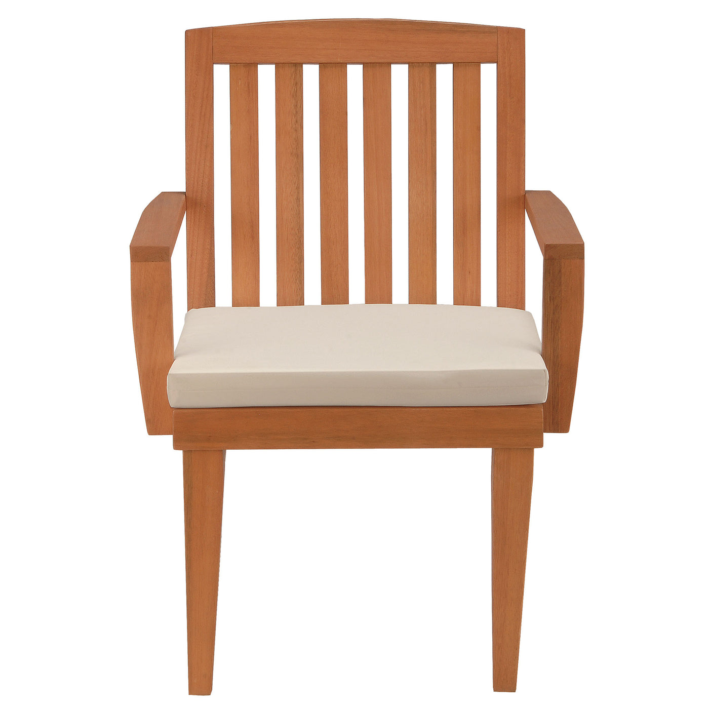 24x26x37 in. Eucalyptus Grandis Wood Dining Armchair, Natural Color with Beige Cushion & Polyester Pad - National Tree Company