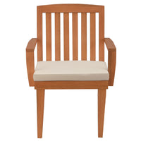 24x26x37 in. Eucalyptus Grandis Wood Dining Armchair, Natural Color with Beige Cushion & Polyester Pad - National Tree Company