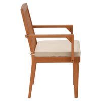 24x26x37 in. Eucalyptus Grandis Wood Dining Armchair, Natural Color with Beige Cushion & Polyester Pad - National Tree Company