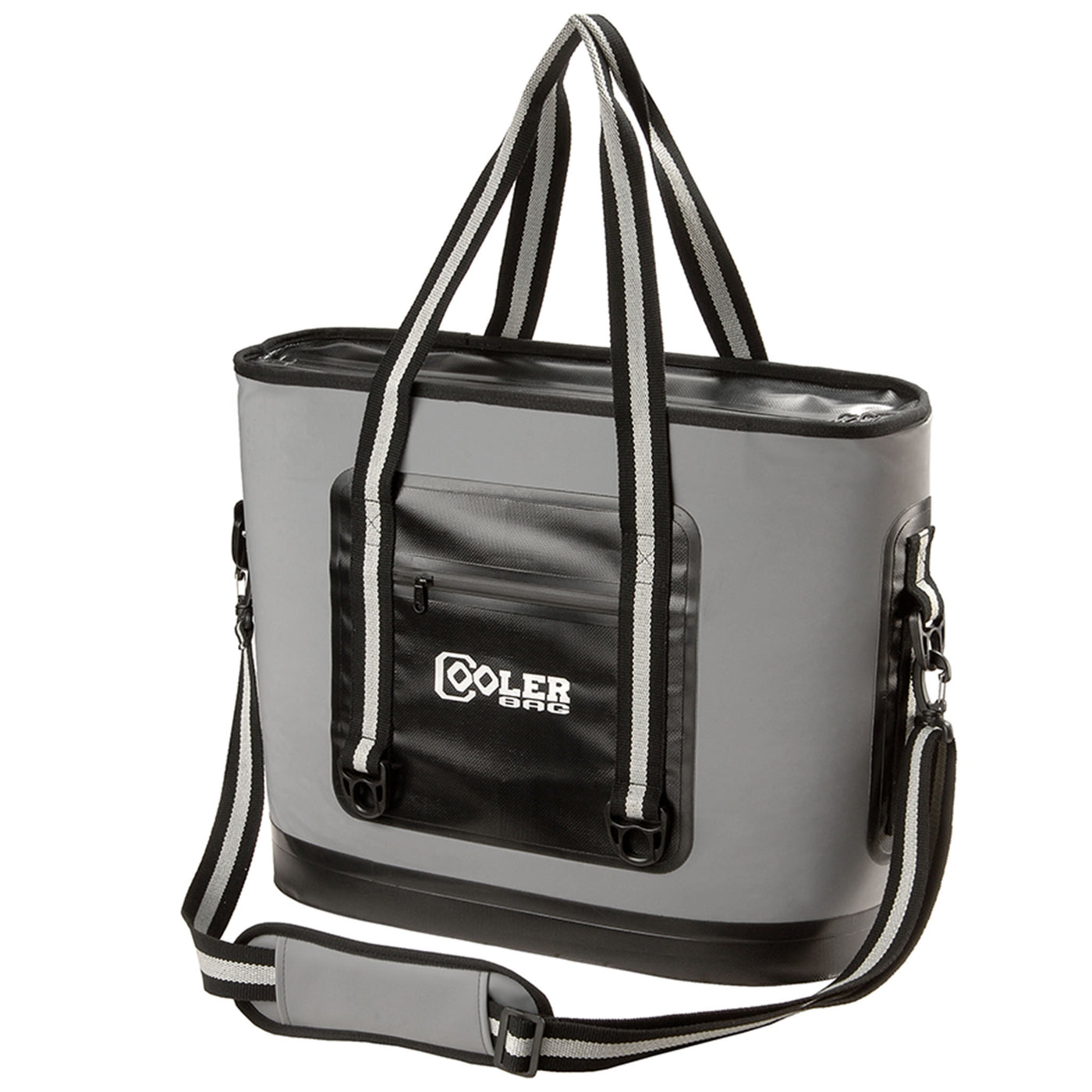 16 in. Soft Sided Cooler Bag Gray with Black Trim - National Tree Company