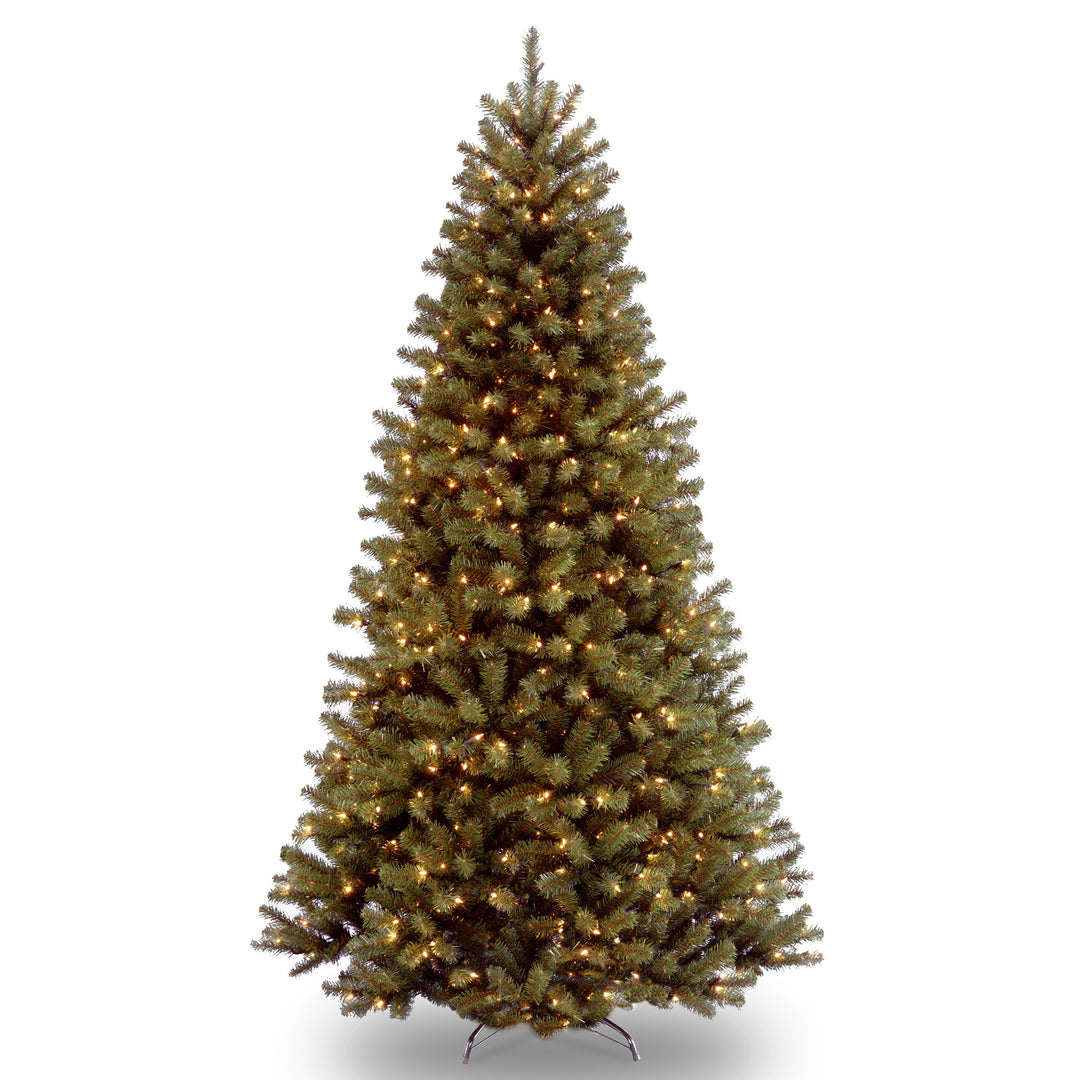 Pre-Lit Artificial Full Christmas Tree, Green, North Valley Spruce, White Lights, Includes Stand, 9 Feet