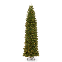 10 ft.Pre-Lit North Valley Spruce Pencil Slim Tree with Clear Lights - National Tree Company