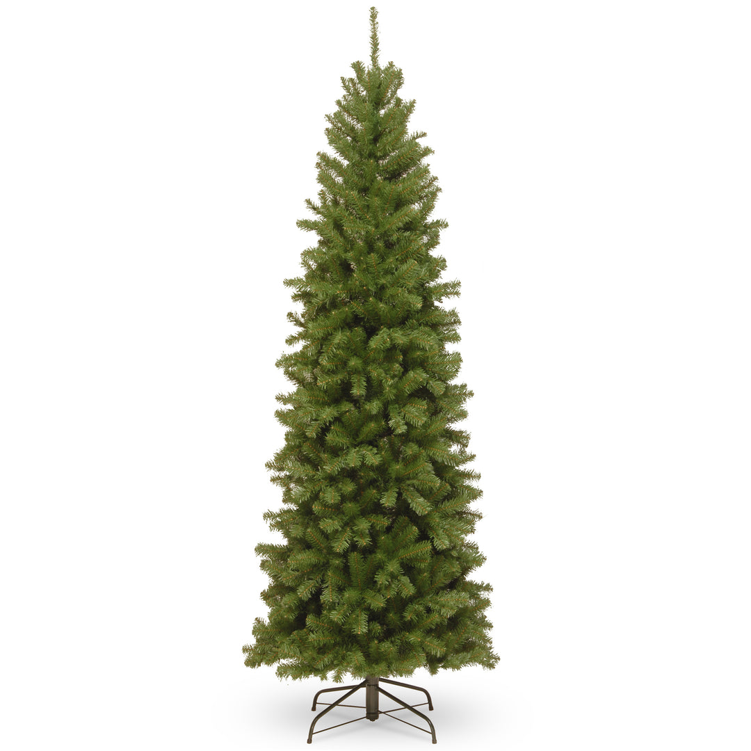 Artificial Slim Christmas Tree, Green, North Valley Spruce, Includes Stand, 7 Feet