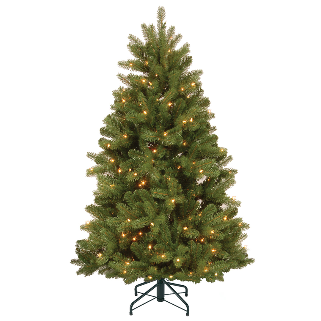 Pre-Lit Artificial Christmas Tree, Newberry Spruce, Green, White Lights, Includes Stand, 4.5 Feet