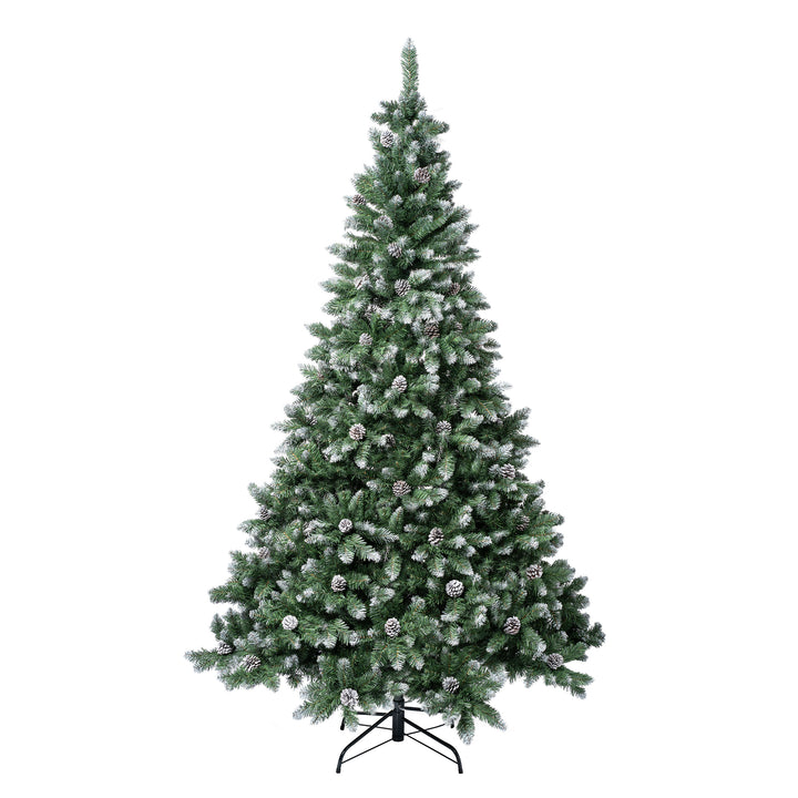 First Traditions 6ft Oakley Hills Snow Hinged Tree with 53 Pine Cones