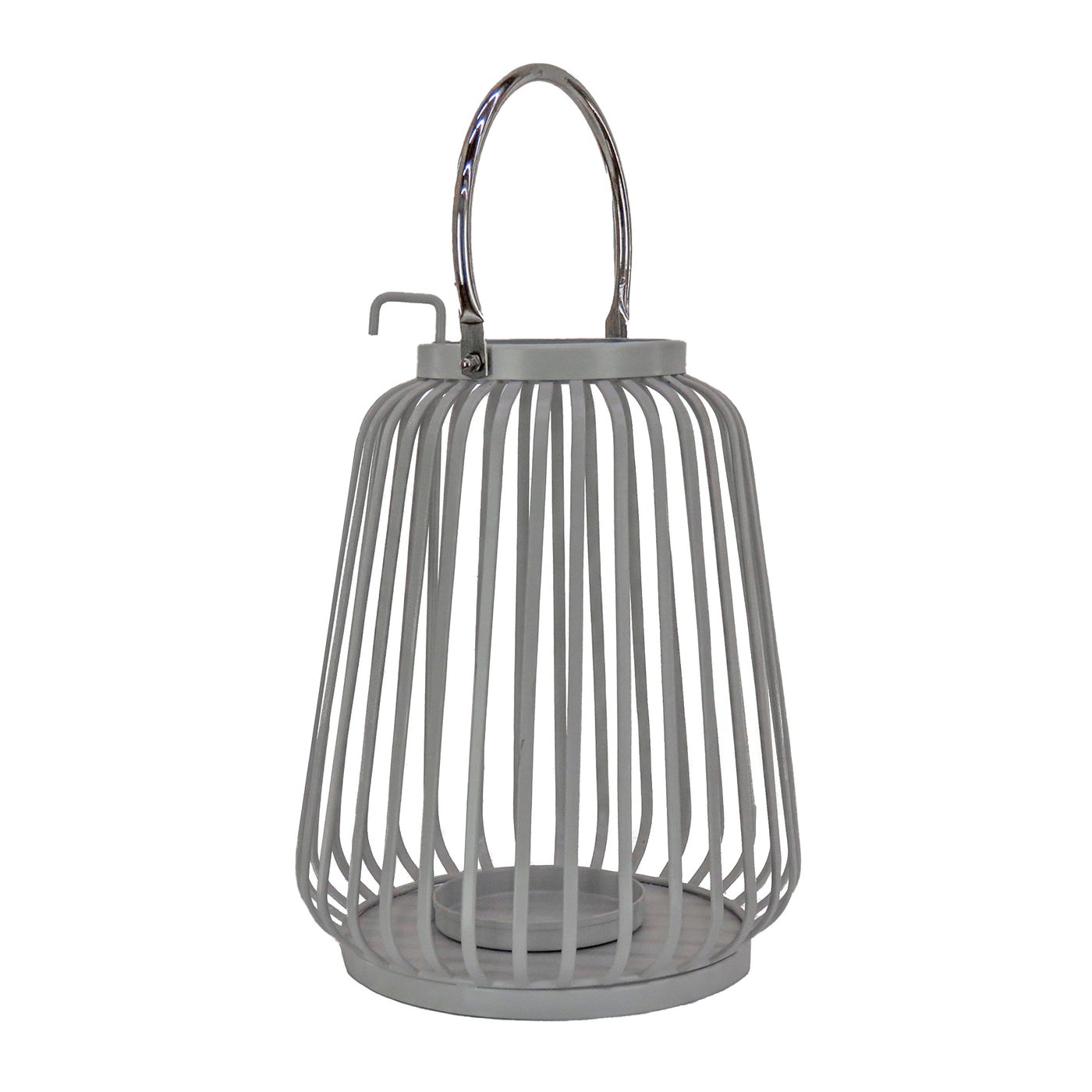 13 in. Modern Design and Finish Glacier Gray Outdoor Lantern Candleholder - National Tree Company