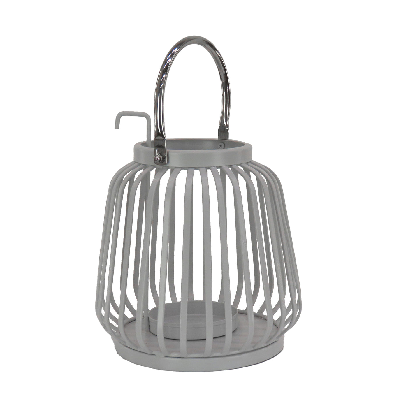 National Outdoor Living Lantern Candleholder, Metal, Glacier Gray, Modern Design and Finish, Includes Metal Handle11 Inches - National Tree Company