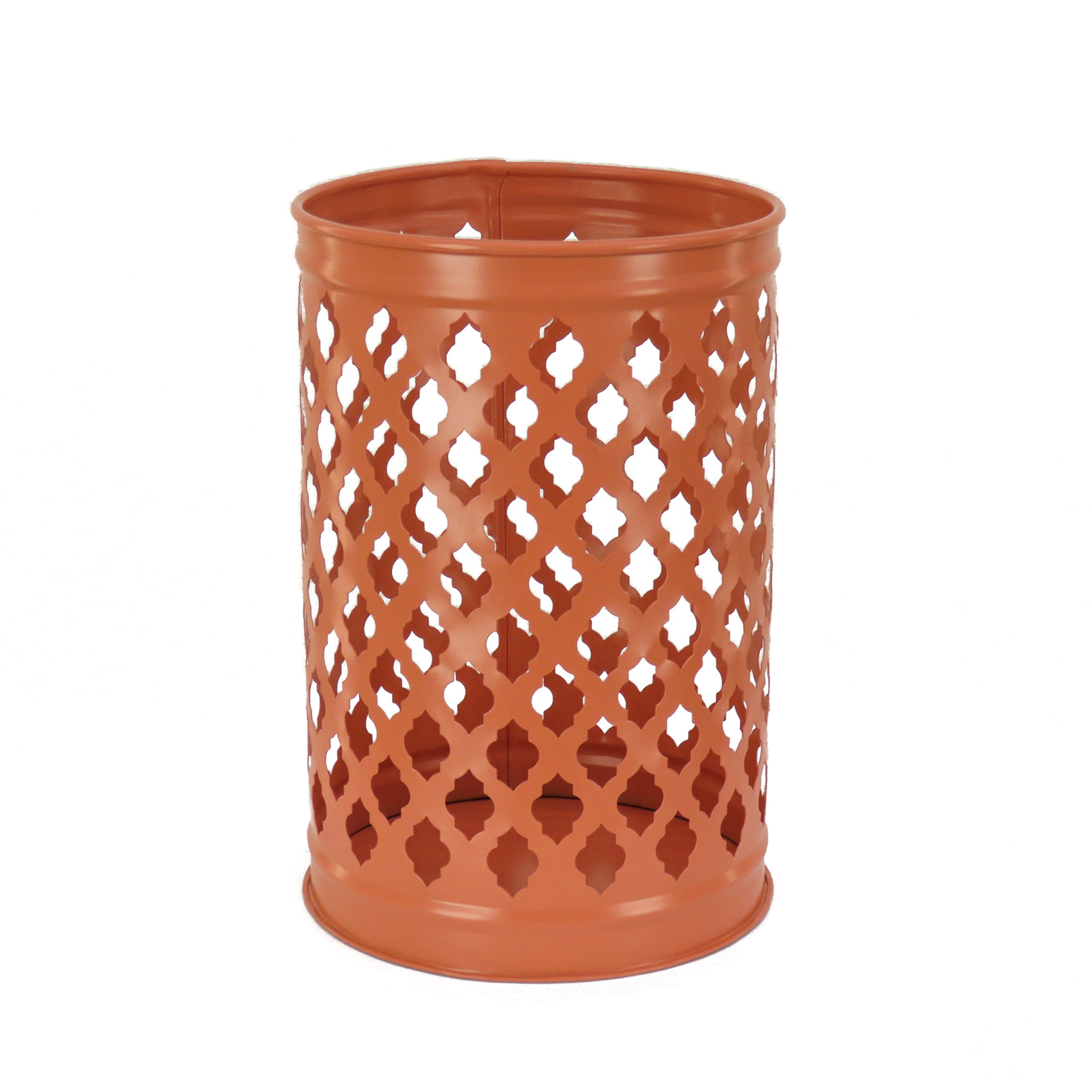 National Outdoor Living Lantern Candleholder, Pastel Orange, Modern Design and Finish, 12 Inches