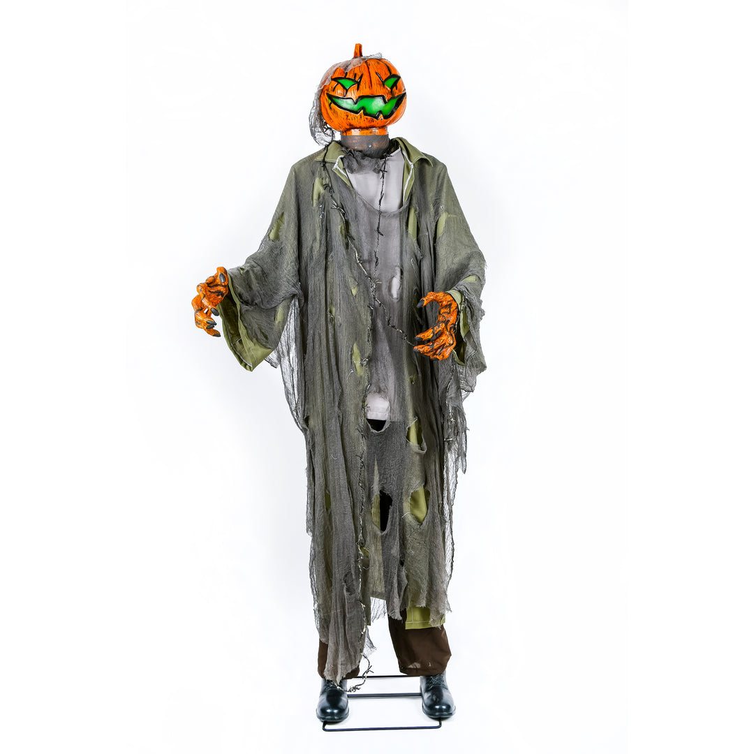 Halloween Pre Lit Animated Pumpkin Zombie, Black, Sound Activated, LED Lights, Plug In, 78 Inches