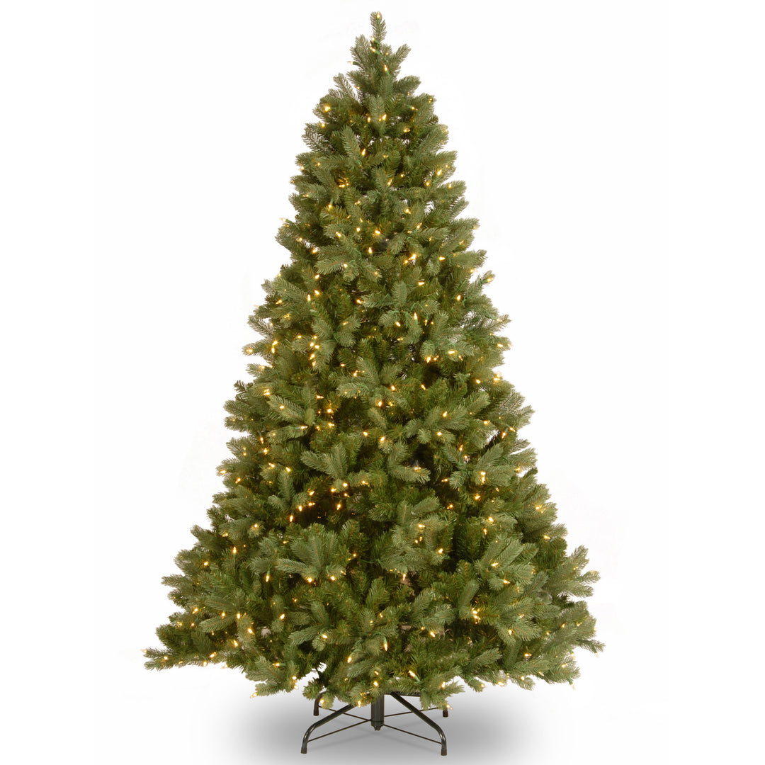 National Tree Company Pre-Lit 'Feel Real' Artificial Full Downswept Christmas Tree, Green, Douglas Fir, Dual Color LED Lights, Includes Stand, 7.5 Feet