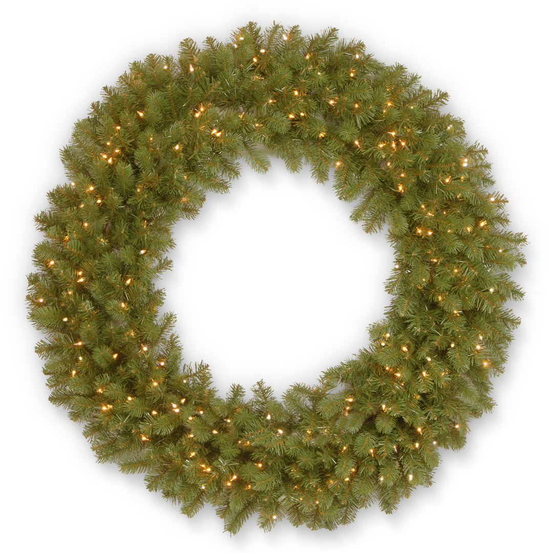 National Tree Company Pre-Lit Artificial 'Feel Real' Christmas Wreath, Green, Downswept Douglas Fir, White Lights, Christmas Collection, 48 Inches