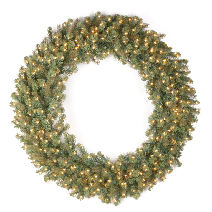 Pre-Lit Artificial 'Feel Real' Christmas Wreath, Green, Downswept Douglas Fir, White Lights, Christmas Collection, 48 Inches