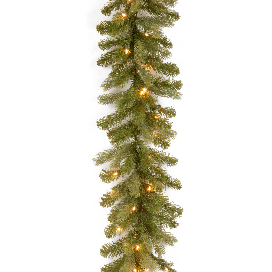 National Tree Company Pre-Lit Artificial Christmas Garland, Green, Downswept Douglas Fir, White Lights, Plug In, Christmas Collection, 9 Feet
