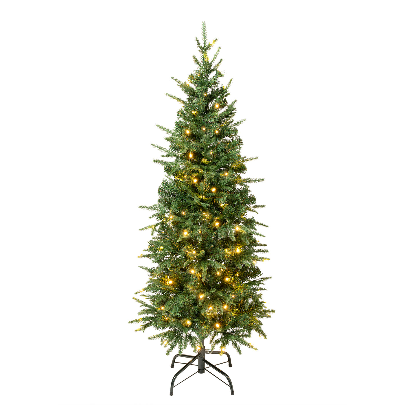 4.5 ft. Pre-Lit Duxbury Light Green Slim Tree with Warm White LED Lights - National Tree Company