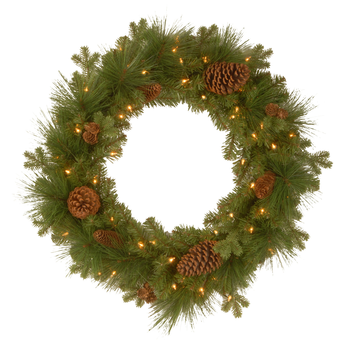 24 in. Pre-Lit Eastwood Spruce Wreath with Warm White LED Lights - National Tree Company