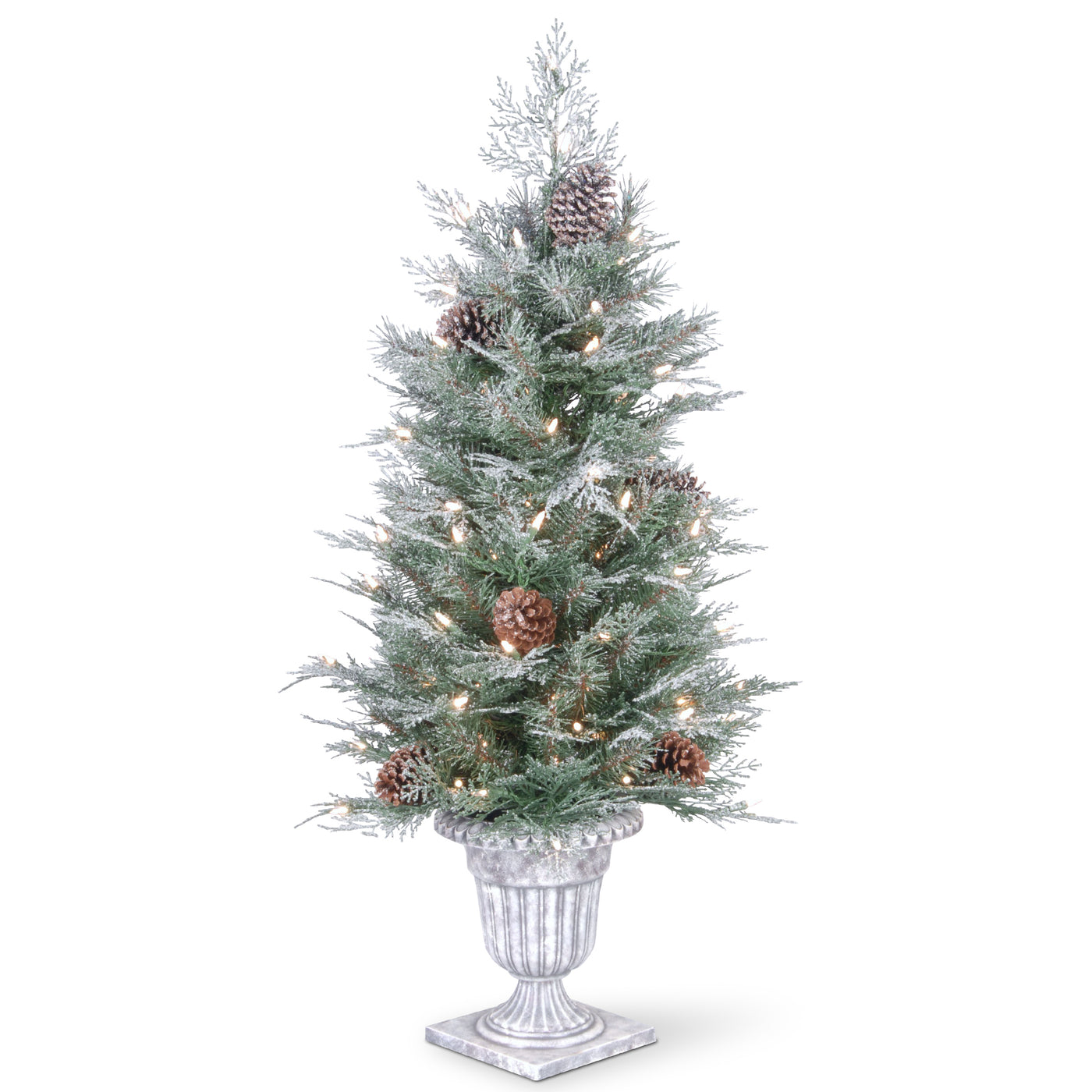 4 ft. Pre-Lit Frosted Mountain Spruce Tree with Clear Lights - National Tree Company