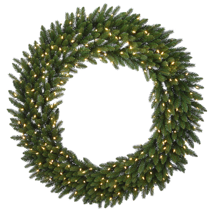 Pre-Lit Artificial Christmas Wreath, Green, Grande Fir, White Lights, Christmas Collection, 48 Inches