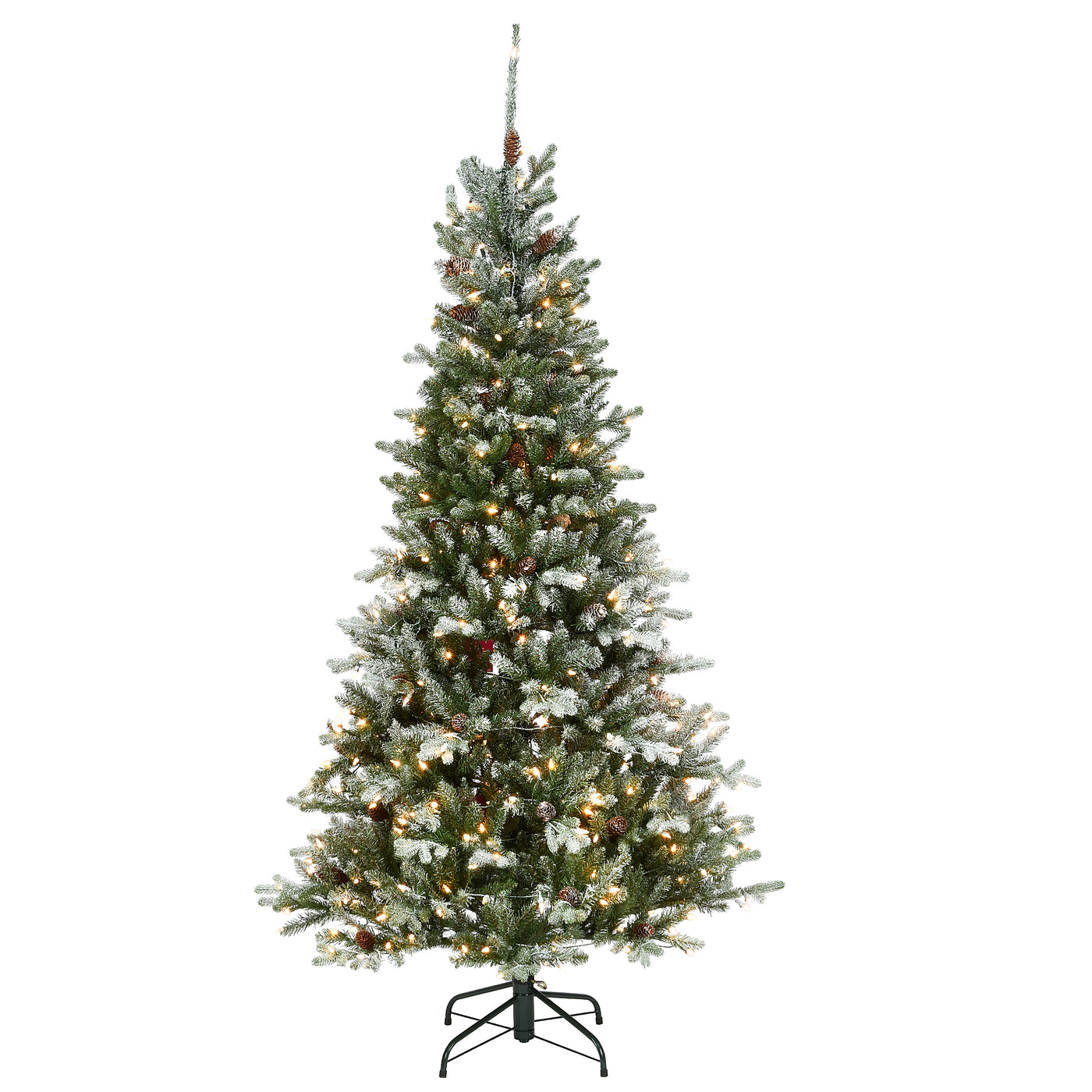 6.5 ft. Pre-Lit Snowy Morgan Spruce Slim Tree with Clear Lights - National Tree Company