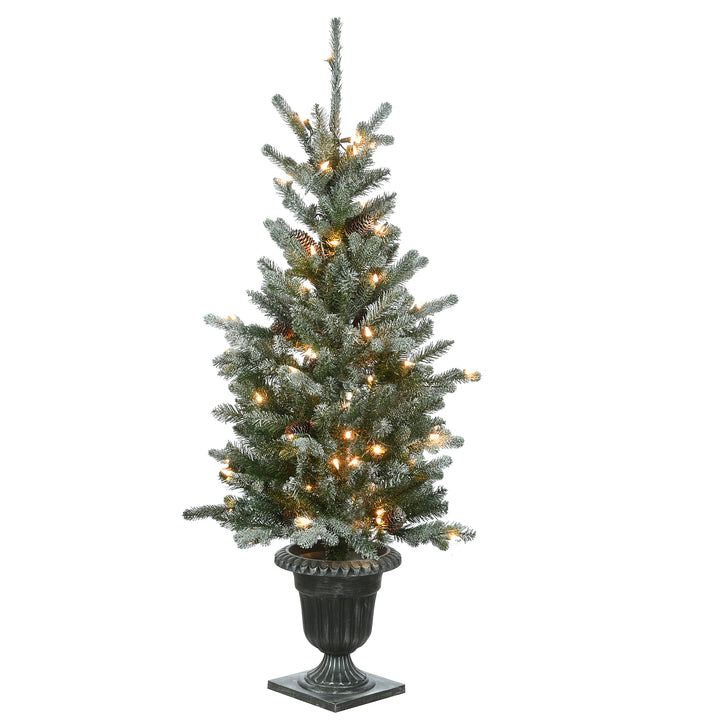4 ft Snowy Morgan Spruce Entrance Tree with Clear Lights