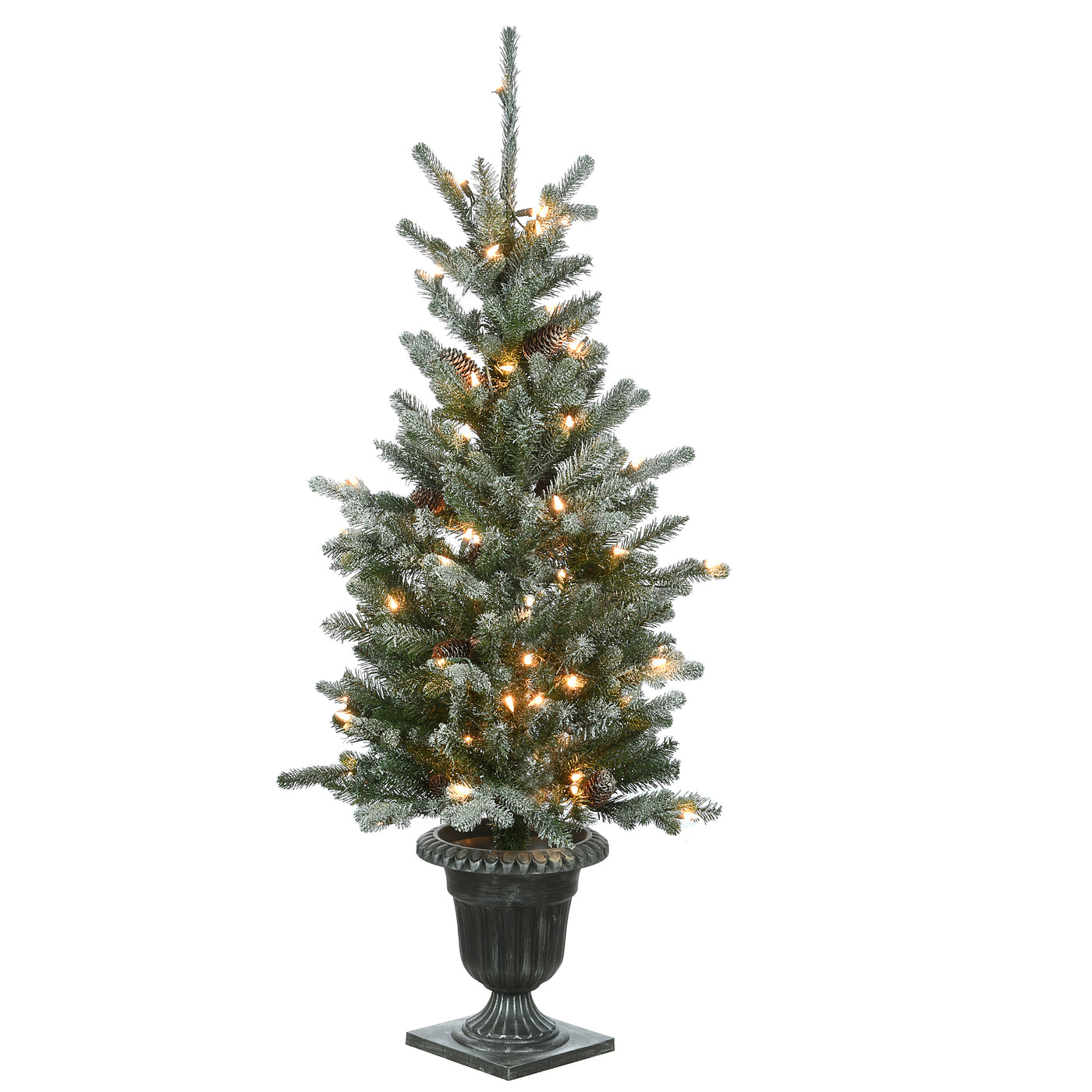 4 ft. Pre-Lit  Snowy Morgan Spruce Tree with Clear Lights - National Tree Company