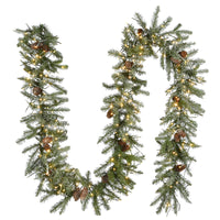 9 ft. Pre-Lit Snowy Morgan Spruce Garland with White Lights - National Tree Company