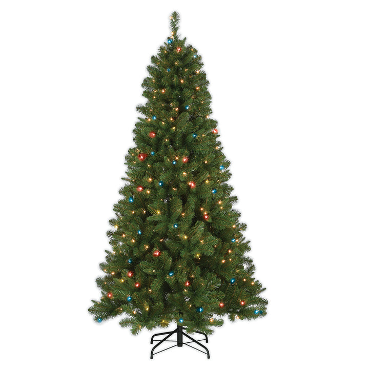 Pre-Lit Artificial Christmas Tree, Mixed Pine with Multicolor Lights, Plug in, 6.5 ft