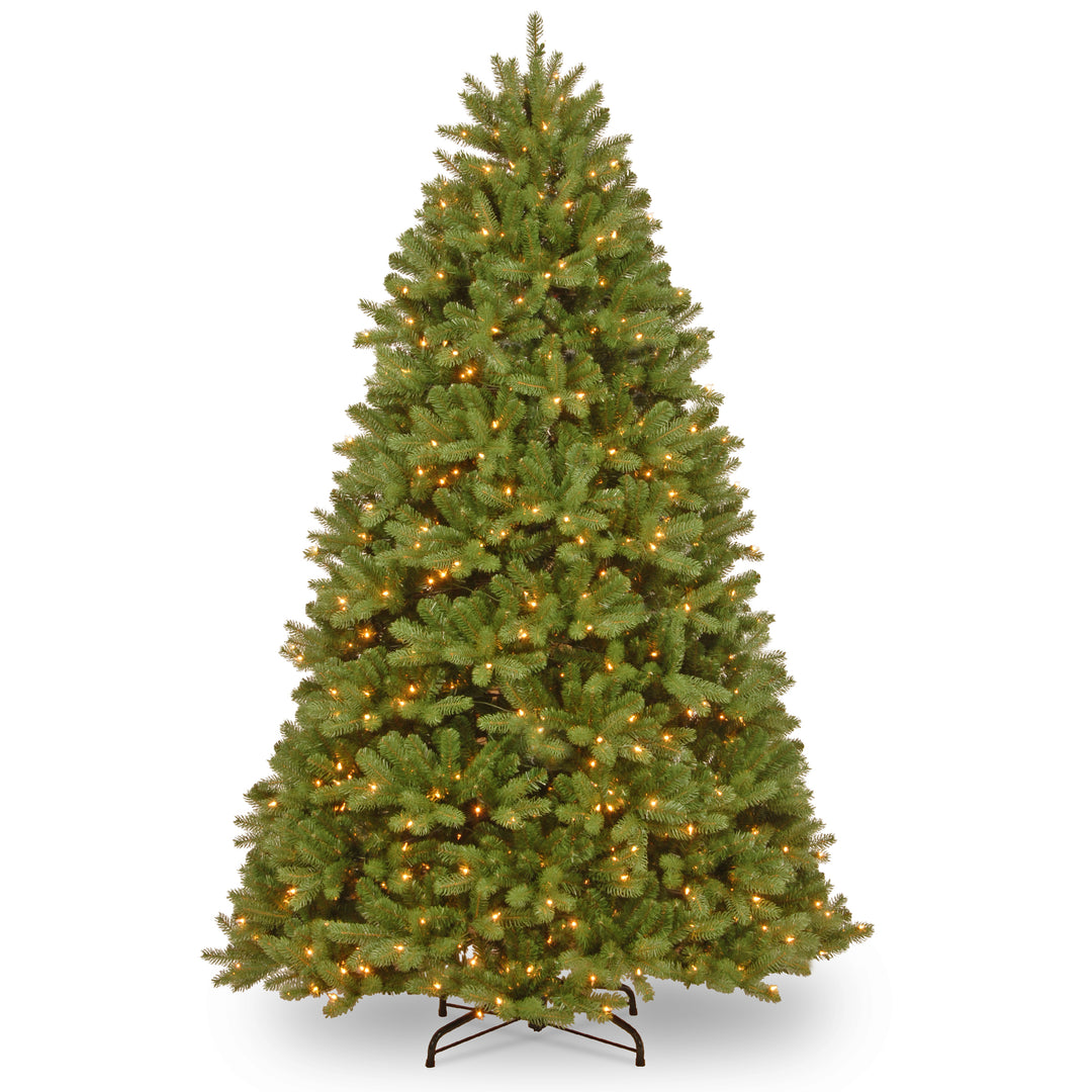 Pre-Lit Artificial Full Christmas Tree, Green, Newberry Spruce, Clear Lights, Includes Stand, 7.5 Feet