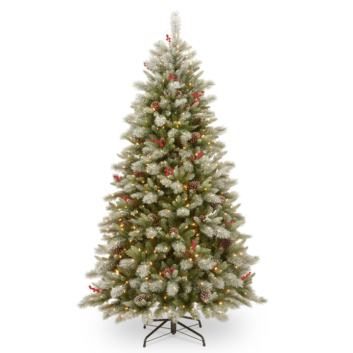 7.5 ft PowerConnect(TM) Snowy Bristle Berry Tree with Dual Color LED Lights