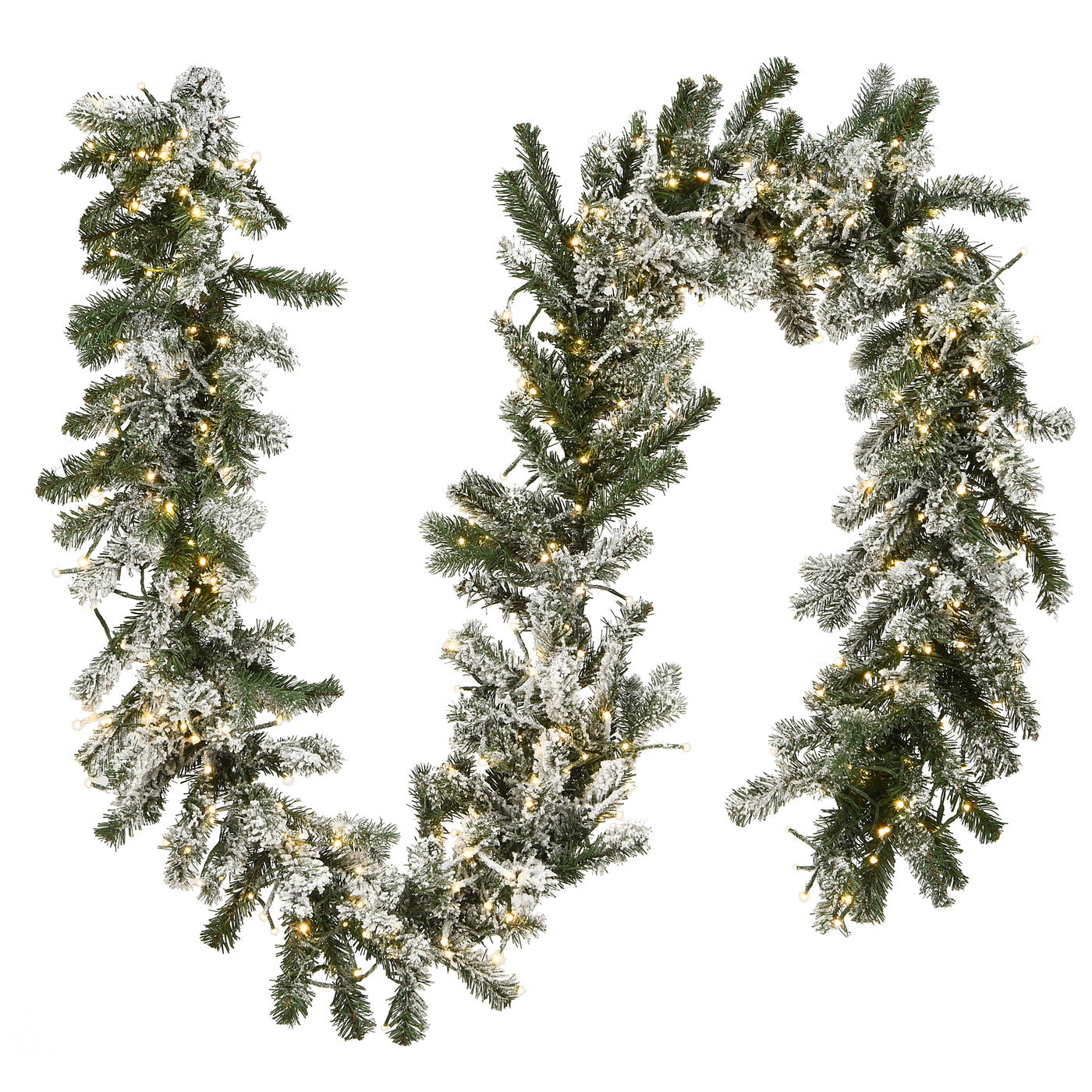 9 ft. Pre-Lit Snowy Sheffield Spruce Garland with LED Lights - National Tree Company