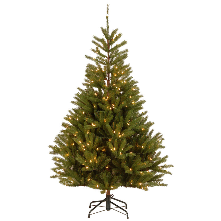 Pre-Lit 'Feel Real' Artificial Christmas Tree, Topeka Spruce, Green, White Lights, Includes Stand, 7.5 Feet