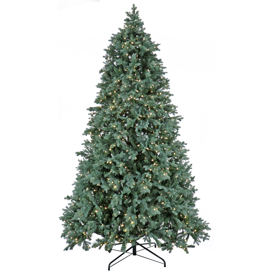 Artificial Wellesley Fir Hinged Christmas Tree, Pre-Lit with PowerConnect Warm White LED Lights, Plug In, 6.5 ft