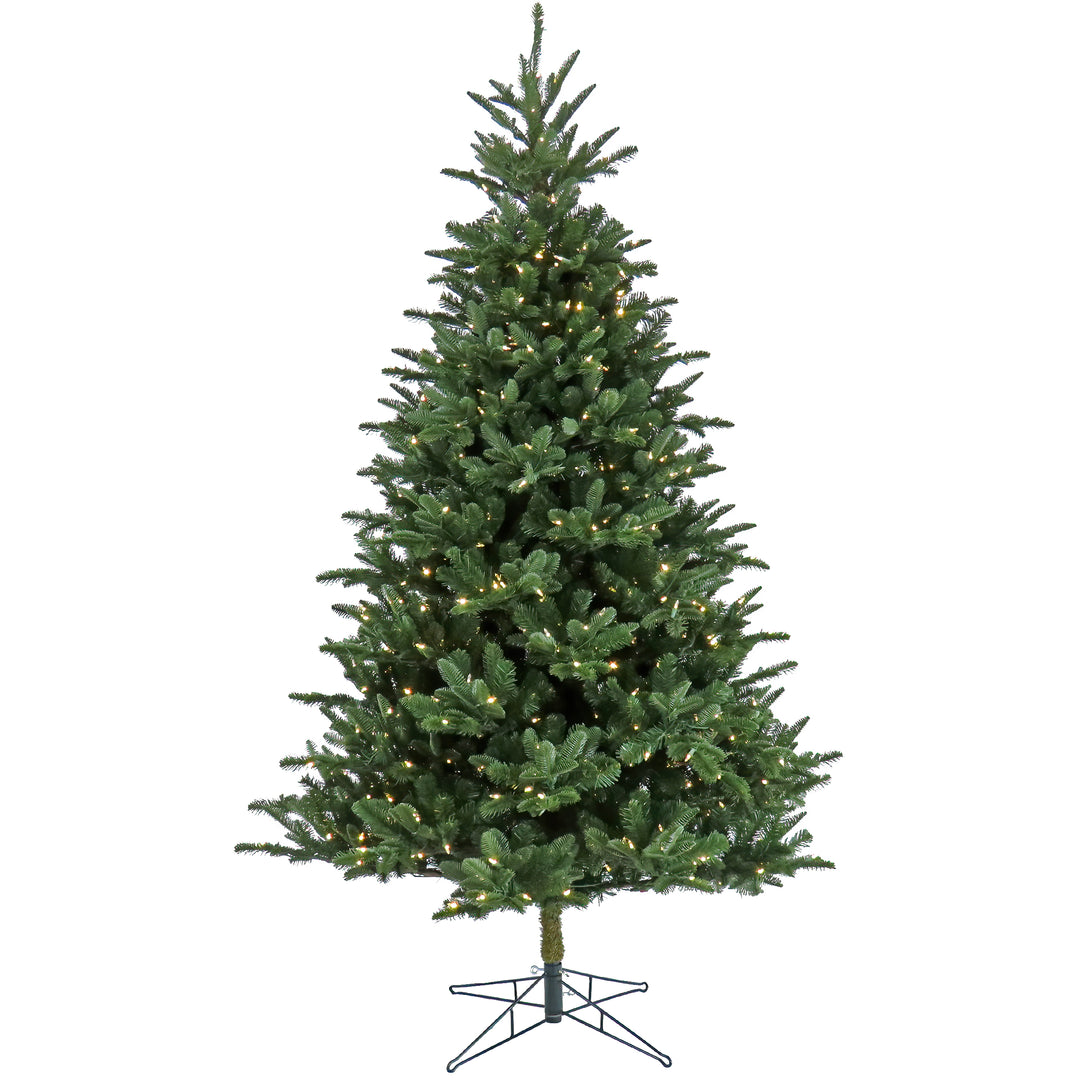 9ft Pre-lit Artificial Feel Real Christmas Norway Spruce Hinged Tree, 1500 Warm White LED Lights-UL