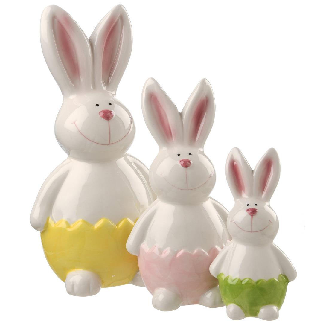 National Tree Company Ceramic Rabbits, White, Easter Collection, Pack of 3