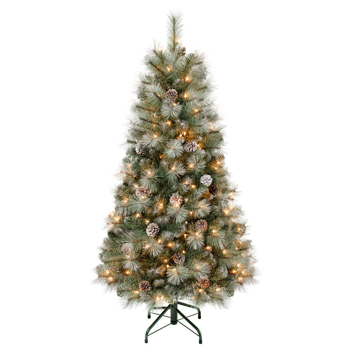 First Traditions Pre-Lit Perry Hard Needle Christmas Tree, Clear Incandescent Lights, Plug In, 4.5 ft