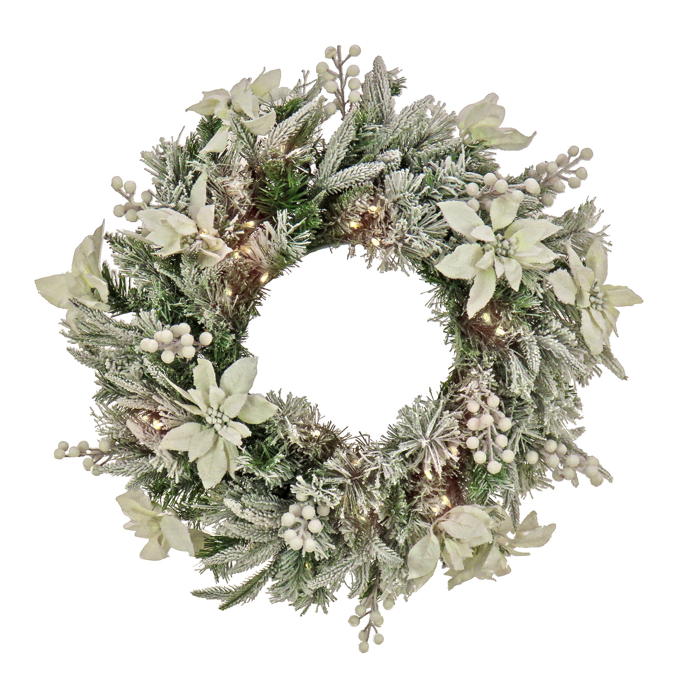 26 in. Pre-Lit Frosted Colonial Wreath with LED Lights - National Tree Company