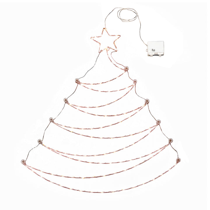 National Tree Company, Pre-Lit Artificial Silver Christmas Tree, Hanging Metal Wire Decoration, with Warm White LED Lights, Battery Powered, 37 in